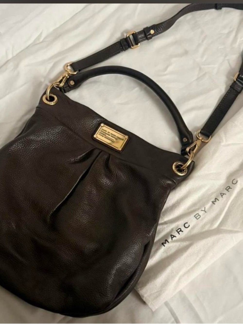 Marc By Marc Jacobs Brown Leather Tote with Gold Plaque